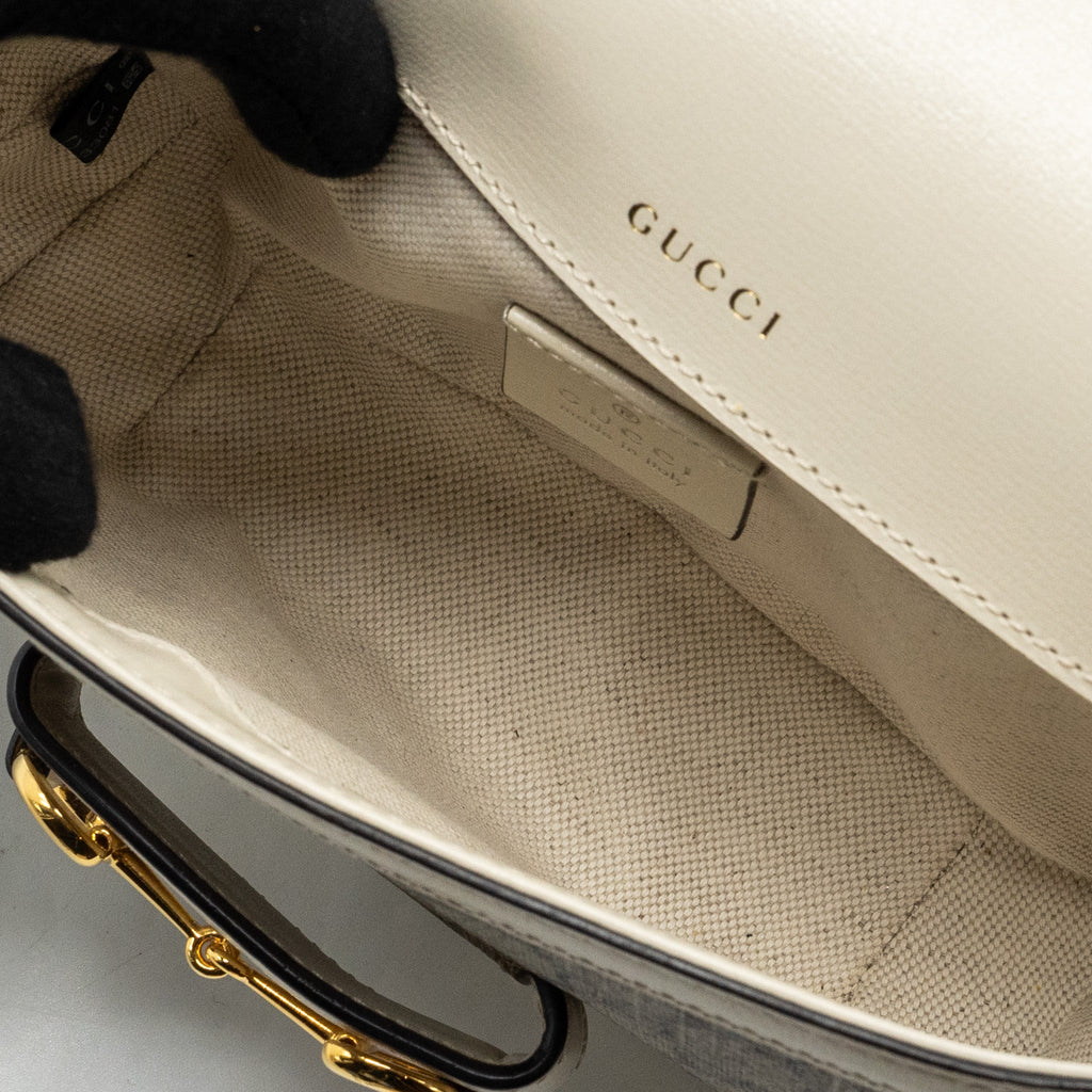 GUCCI MINI HOURSEBIT 1955 BAG GG SUPREME CANVAS/LEATHER GHW