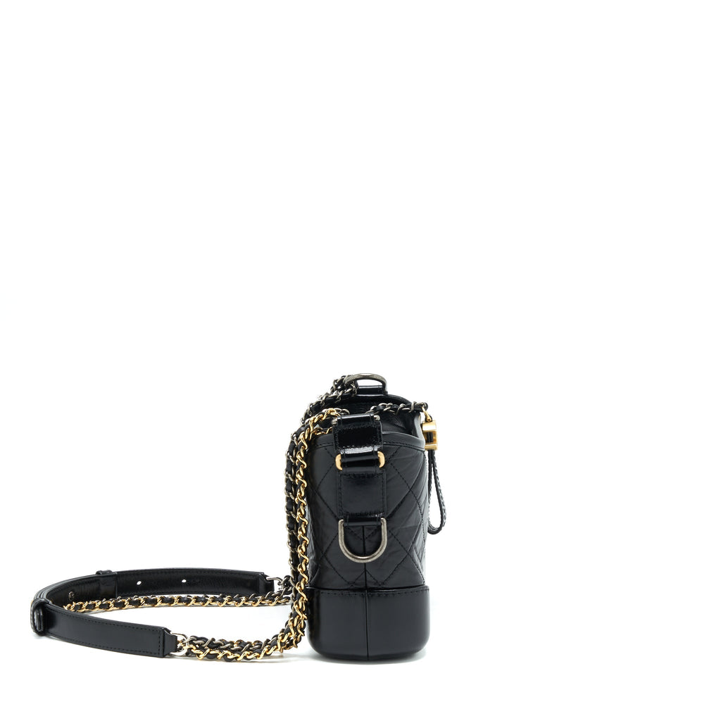CHANEL SMALL GABRIELLE HOBO BAG CALFSKIN BLACK WITH MULTICOLOUR HARDWARE
