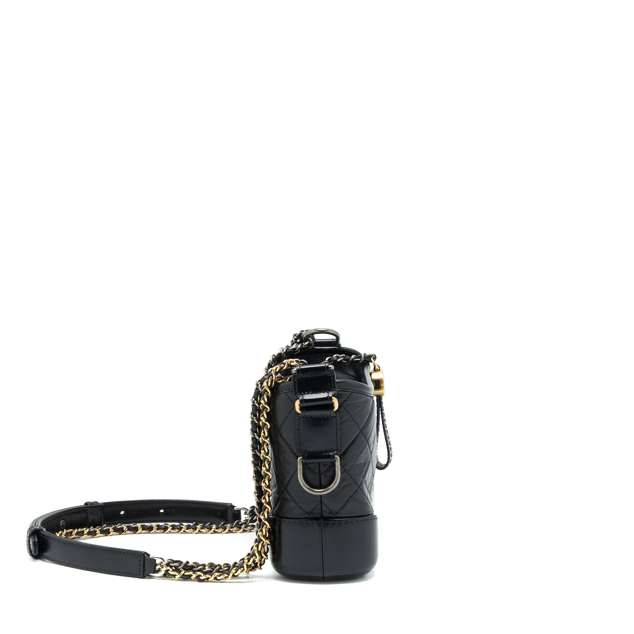 CHANEL SMALL GABRIELLE HOBO BAG CALFSKIN BLACK WITH MULTICOLOUR HARDWARE