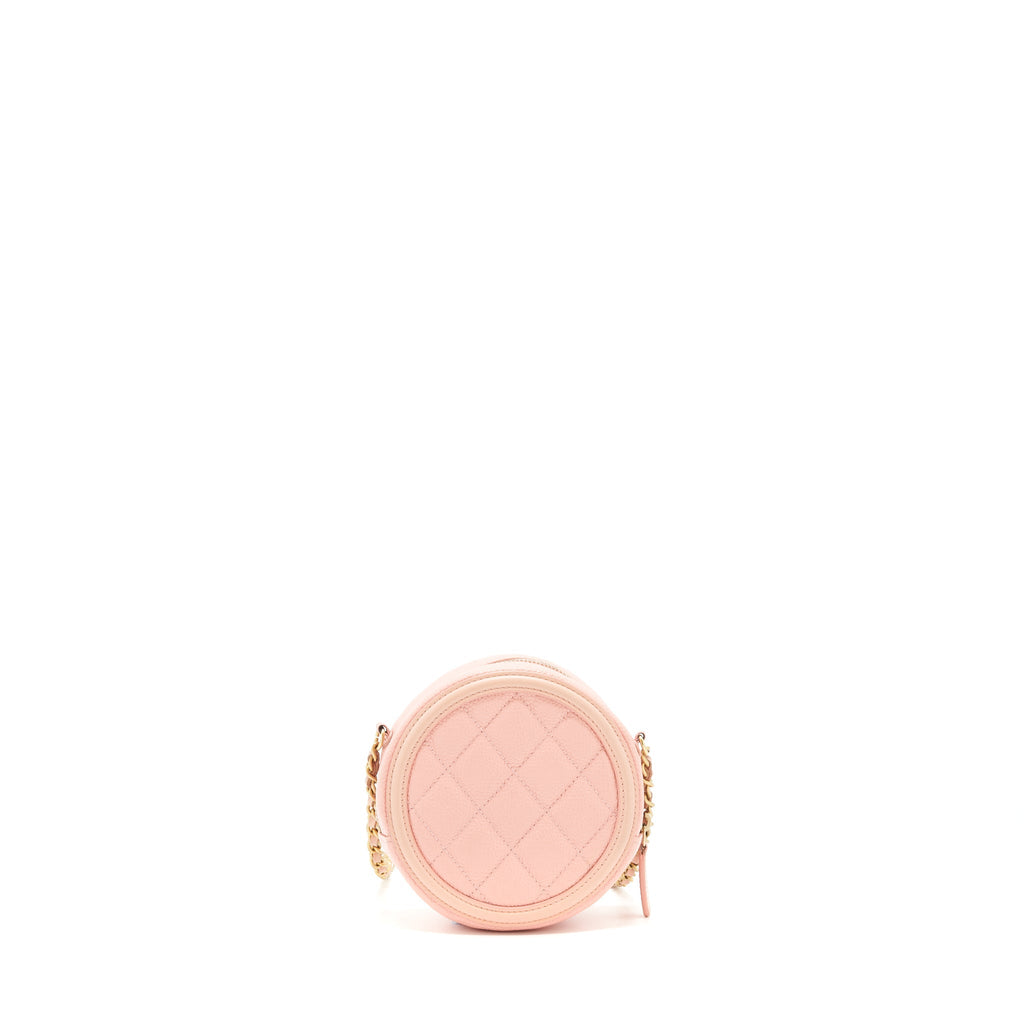 CHANEL MINI ROUND VANITY WITH CHAIN CAVIAR PINK GHW