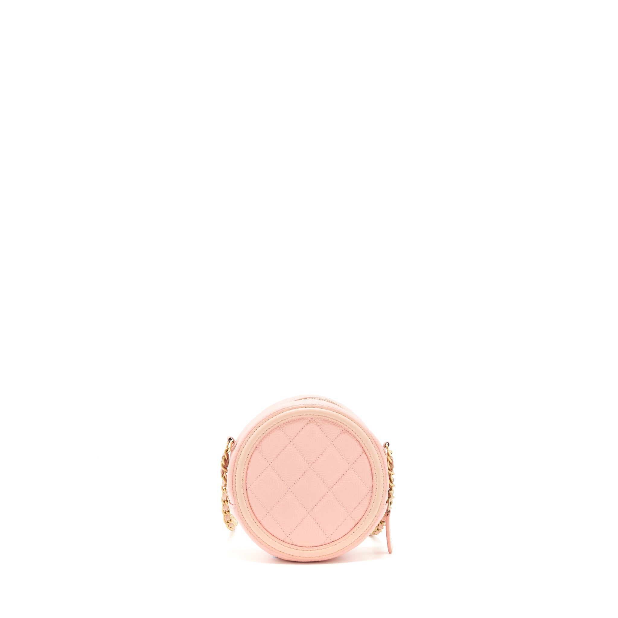 CHANEL MINI ROUND VANITY WITH CHAIN CAVIAR PINK GHW