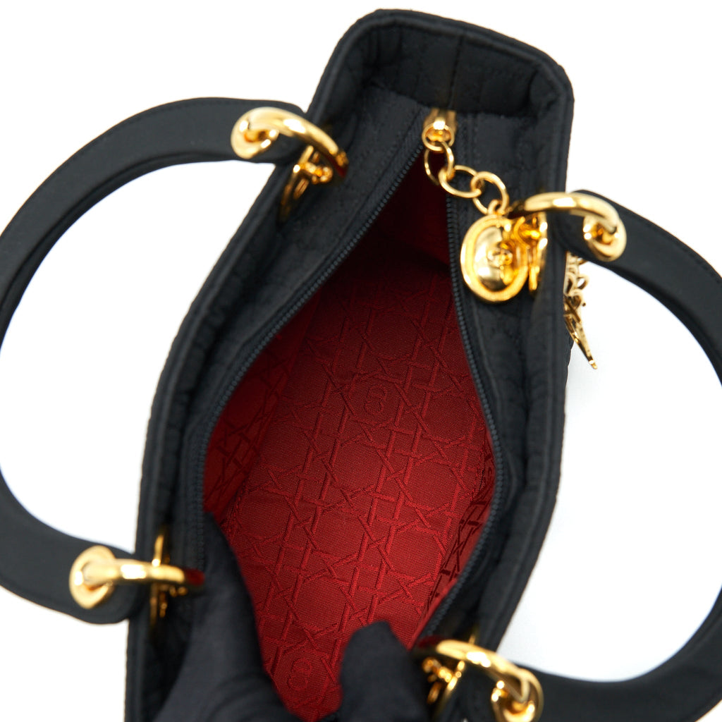 DIOR VINTAGE MEDIUM LADY DIOR FABRIC BLACK GHW
