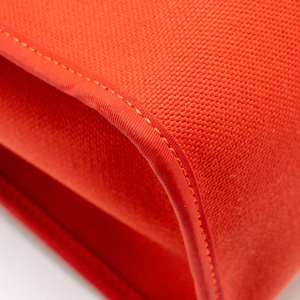 HERMES HERBAG 31 ZIP BAG CANVAS/ HUNTER LEATHER ROUGH TOMATE SHW
