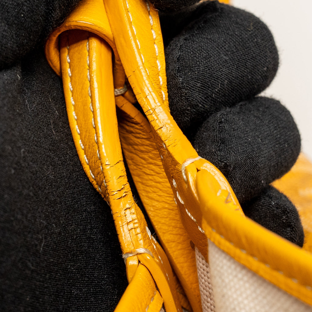 GOYARD SAINT LOUIS PM TOTE BAG GOYARDINE CANVAS/CALFSKIN LEATHER YELLOW SHW