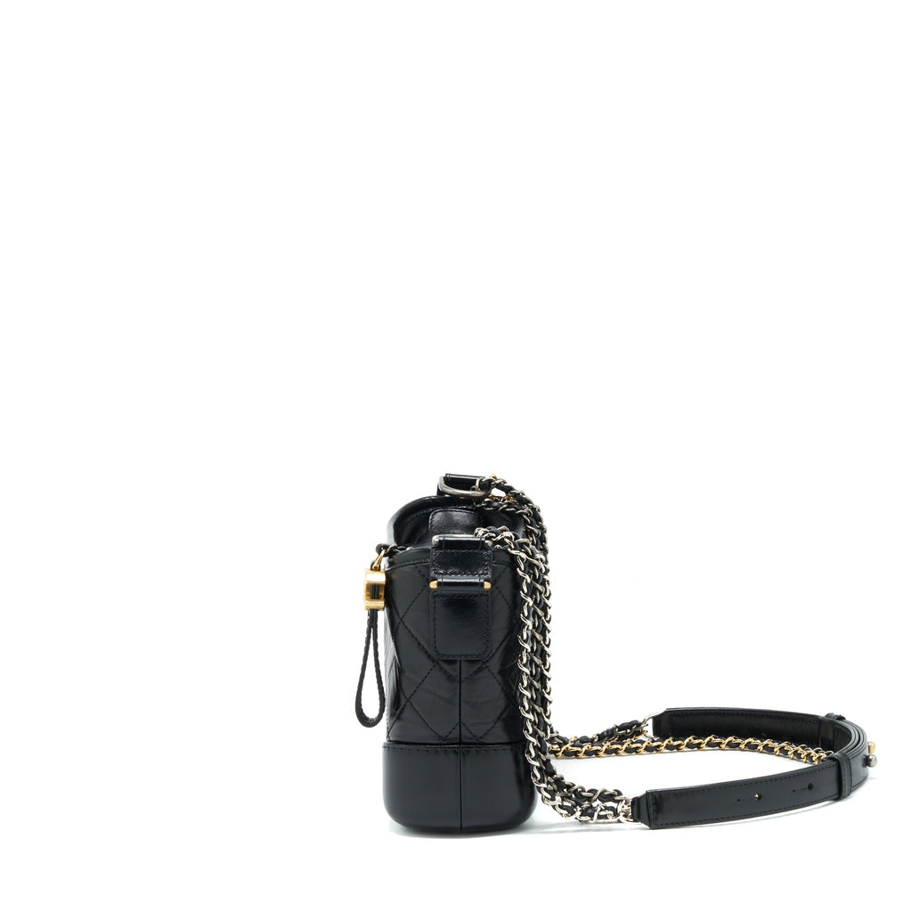 CHANEL SMALL GABRIELLE HOBO BAG CALFSKIN BLACK WITH MULTICOLOUR HARDWARE