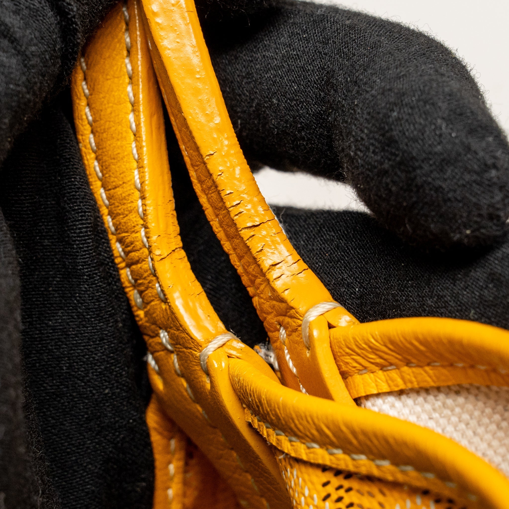 GOYARD SAINT LOUIS PM TOTE BAG GOYARDINE CANVAS/CALFSKIN LEATHER YELLOW SHW