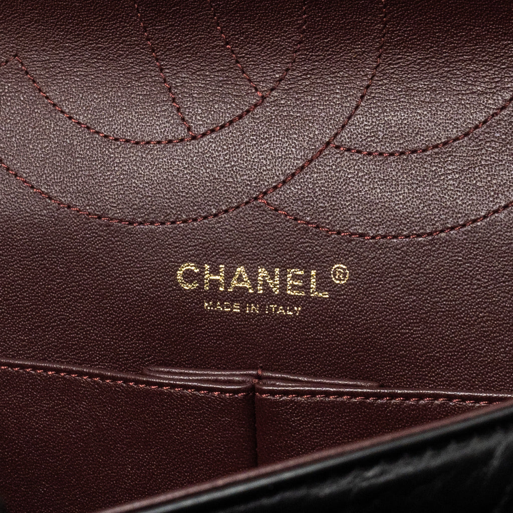 CHANEL MAXI 2.55 REISSUE FLAP BAG AGED CALFSKIN BLACK GHW