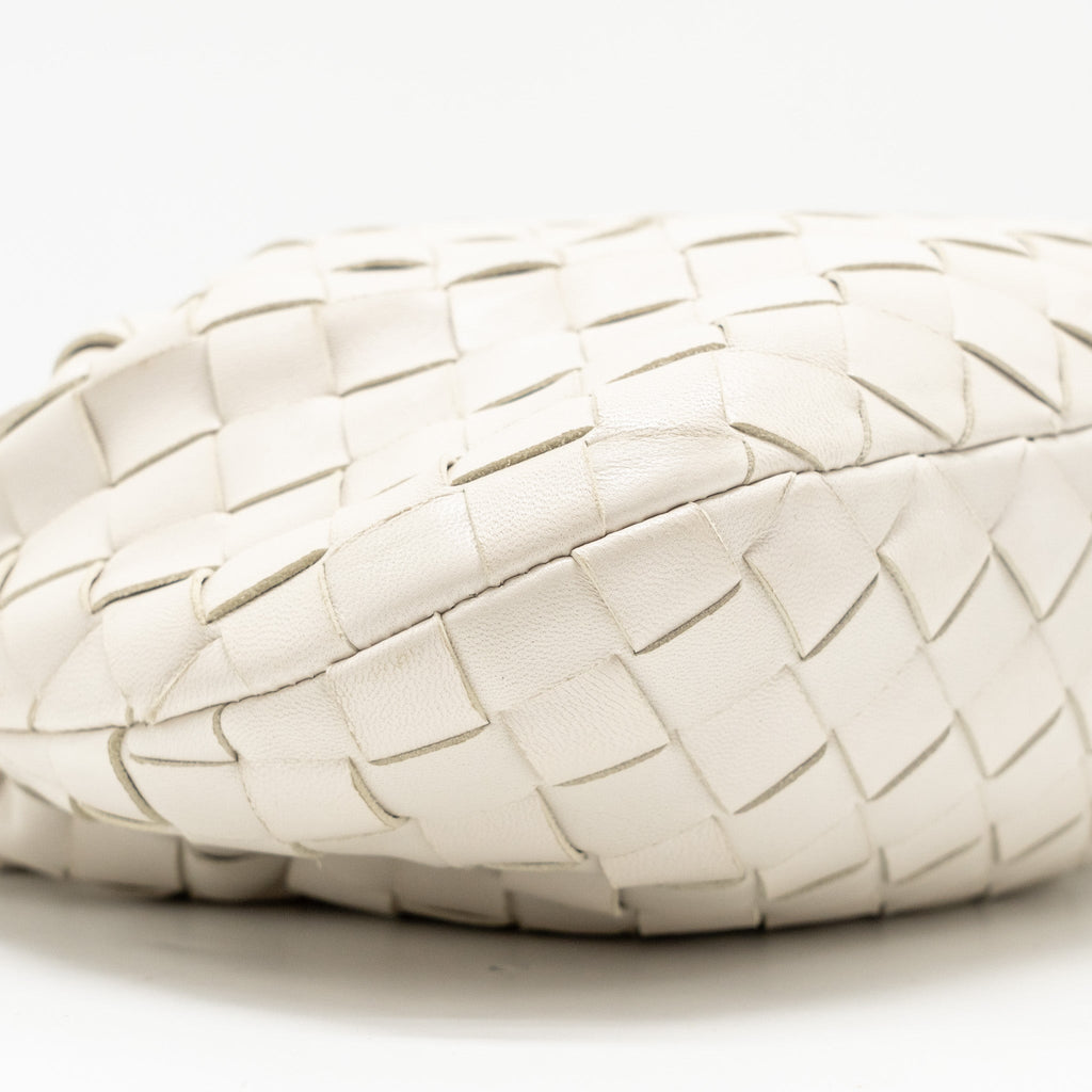BOTTEGA VENETA MINI JODIE LAMBSKIN WHITE GHW