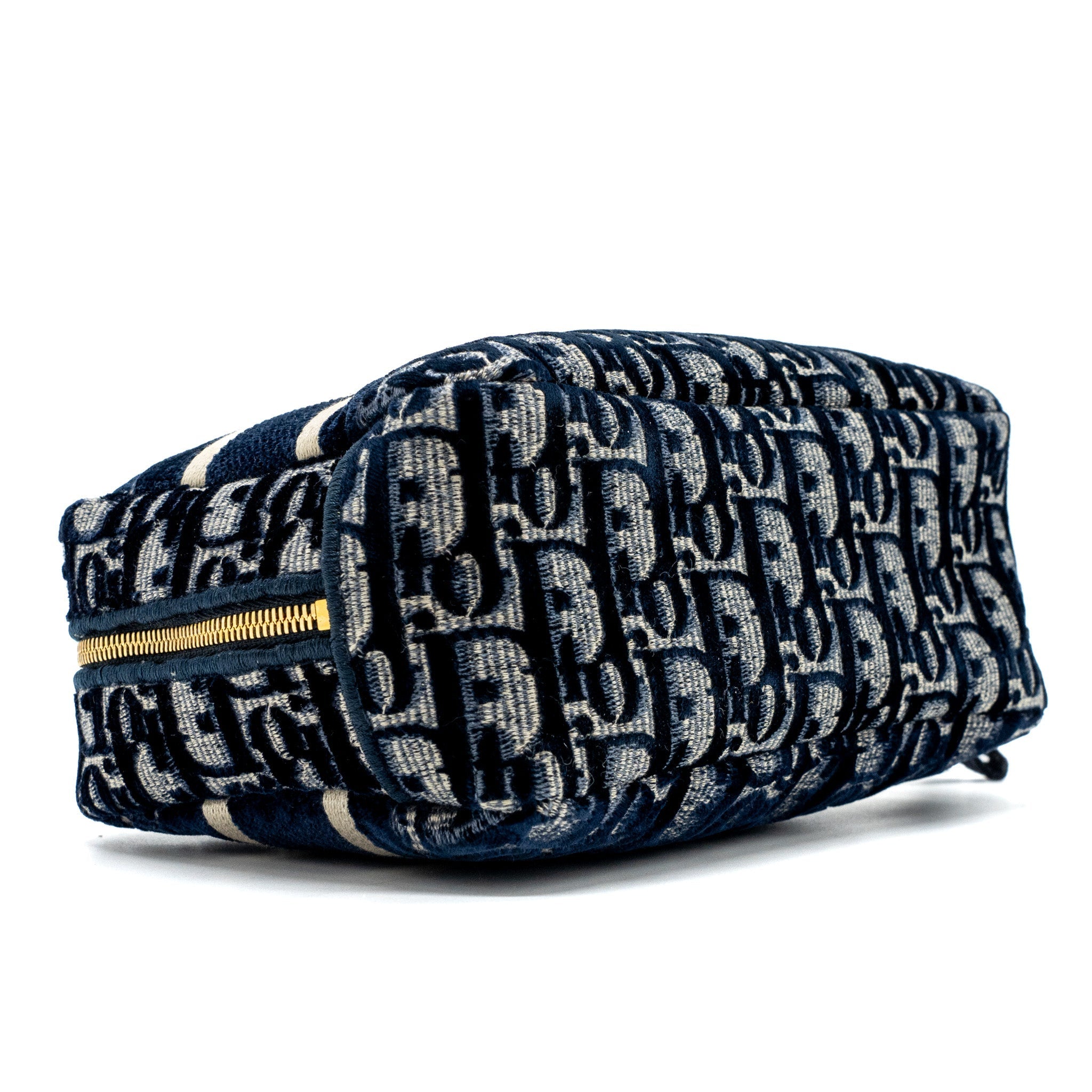 DIOR BEAUTY POUCH BLUE DIOR OBLIQUE JACQUARD/VELVET GHW