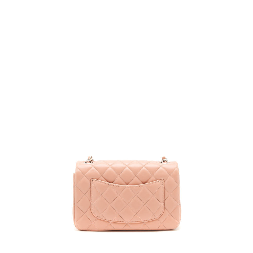 CHANEL MINI RECTANGULAR FLAP BAG LAMBSKIN PINK SHW