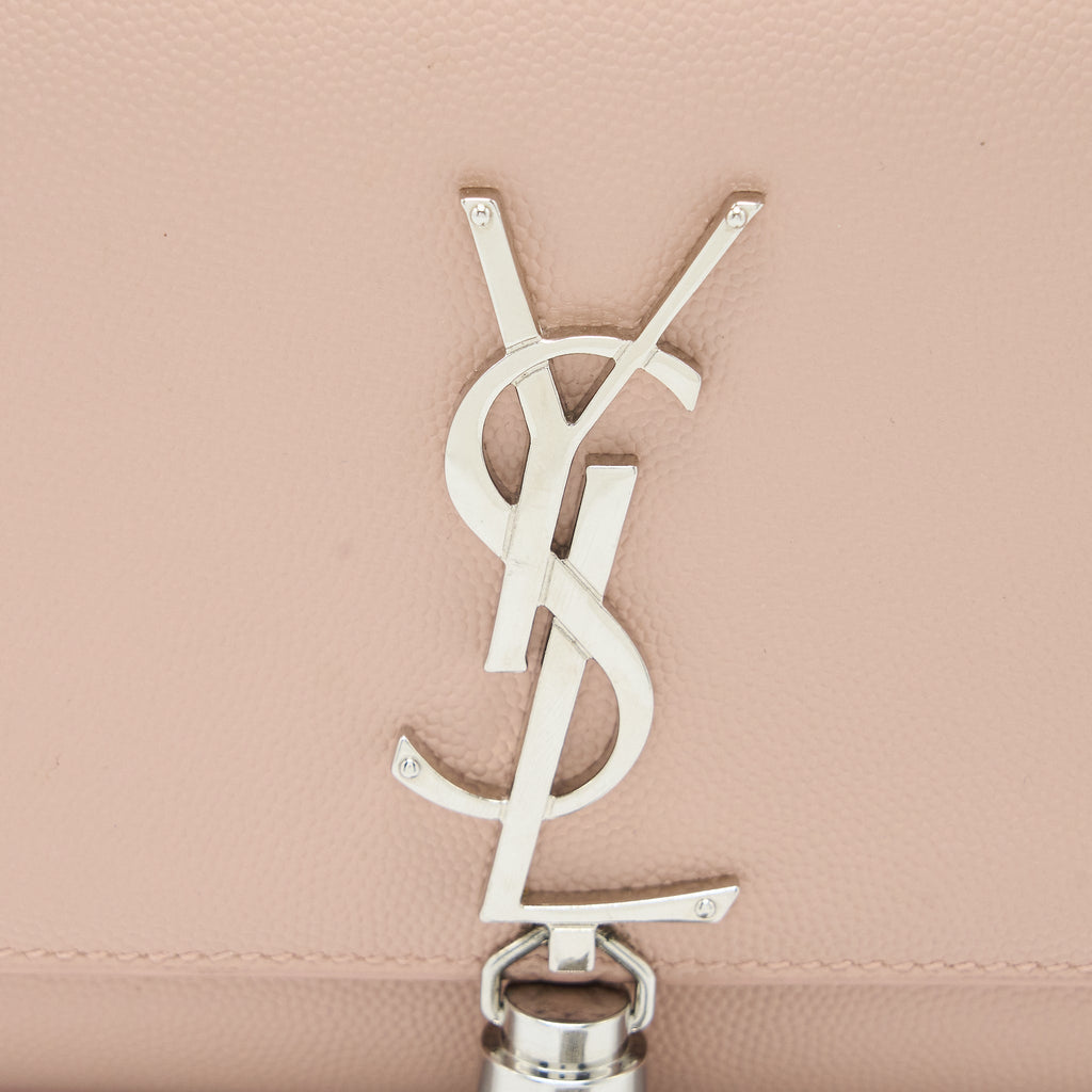 SAINT LAURENT KATE TASSEL GRAINED CALFSKIN PINK SHW
