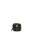 CHANEL MINI BUCKET BAG WITH PEARL CHAIN LAMBSKIN BLACK GHW