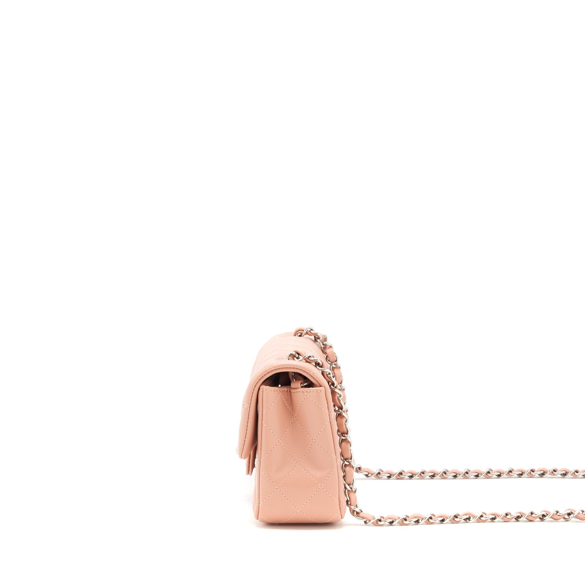 CHANEL MINI RECTANGULAR FLAP BAG LAMBSKIN PINK SHW