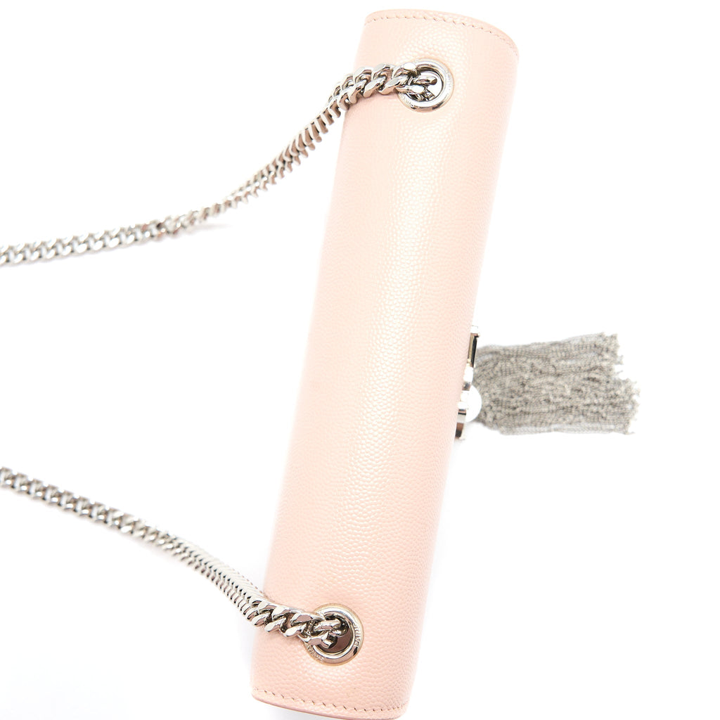 SAINT LAURENT KATE TASSEL GRAINED CALFSKIN PINK SHW