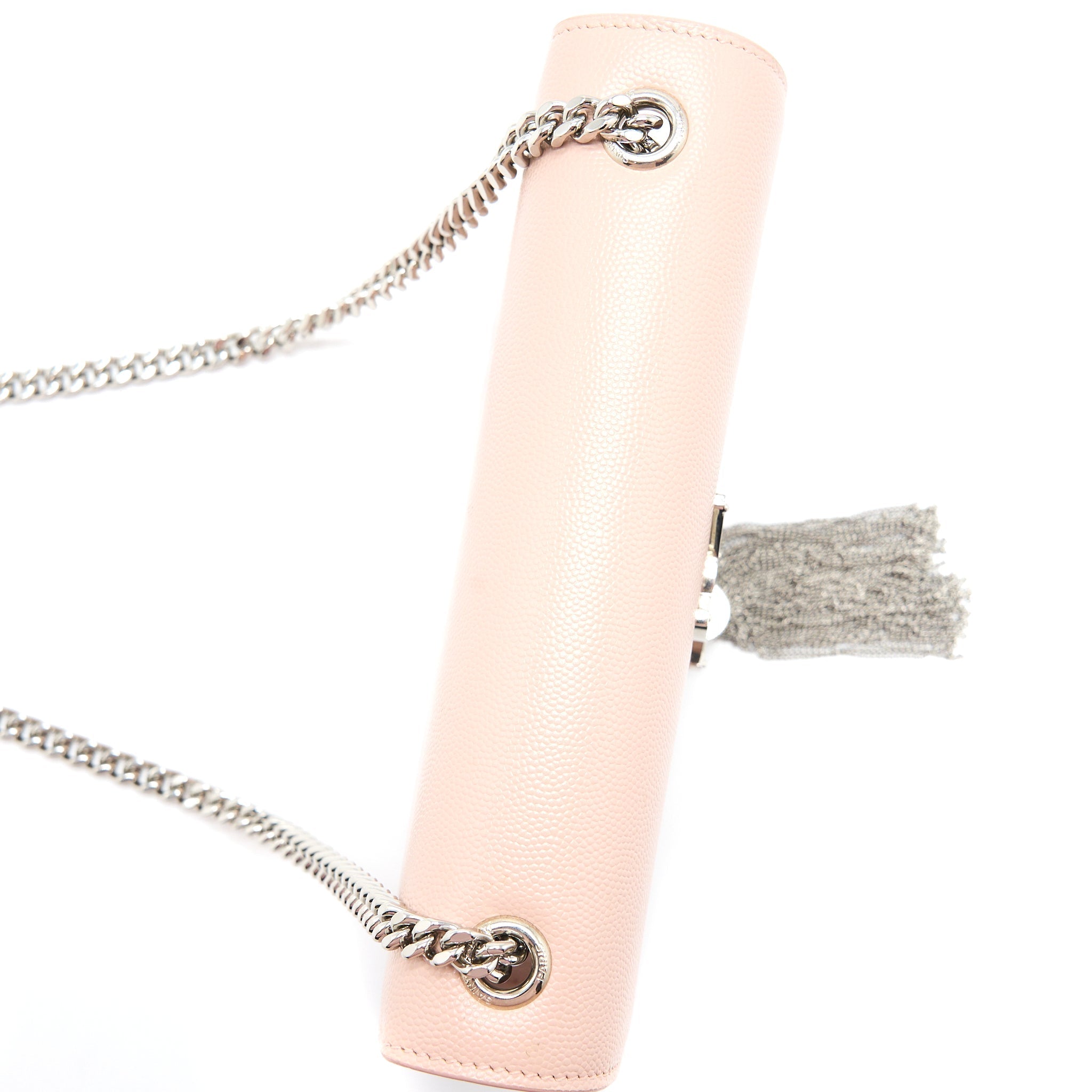 SAINT LAURENT KATE TASSEL GRAINED CALFSKIN PINK SHW