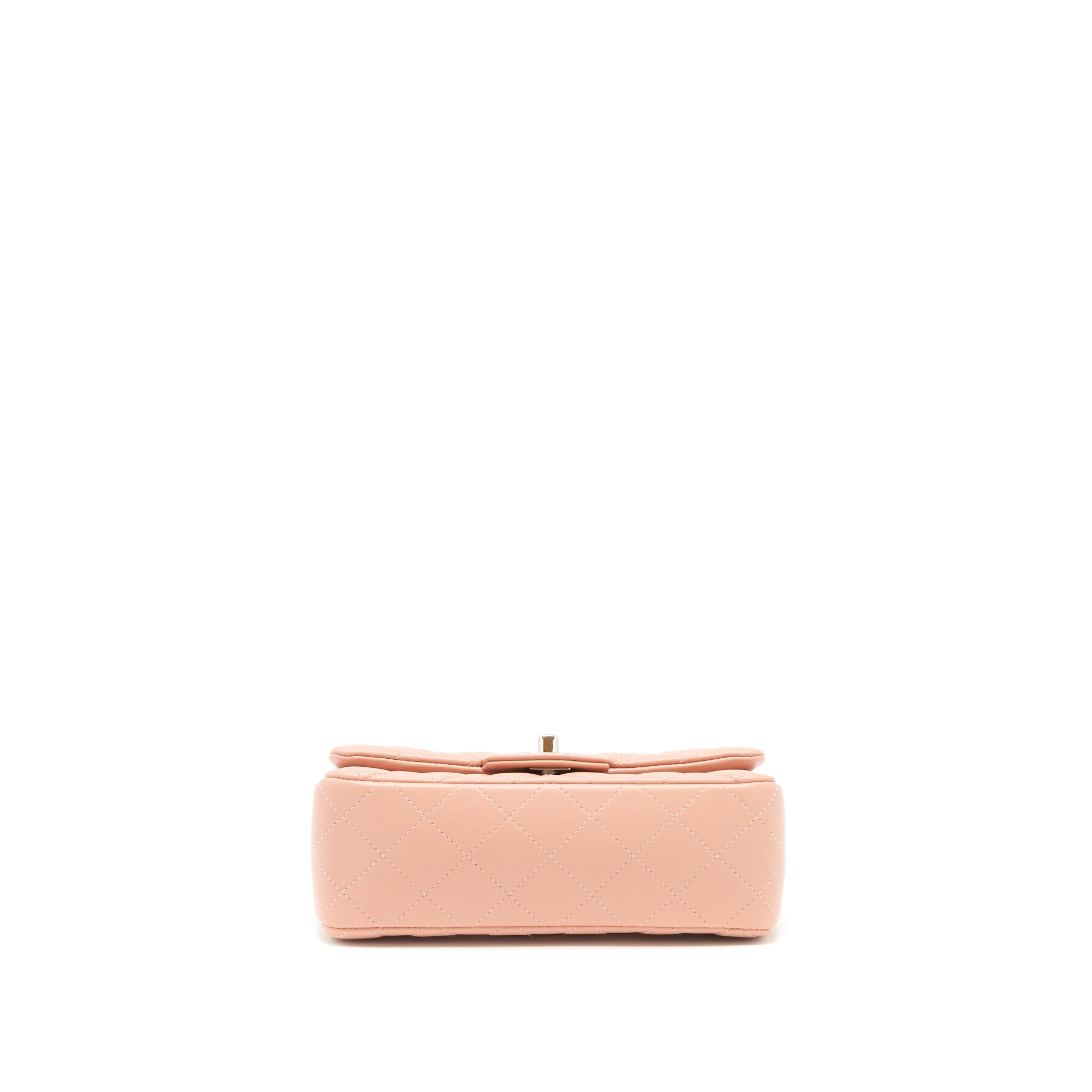 CHANEL MINI RECTANGULAR FLAP BAG LAMBSKIN PINK SHW