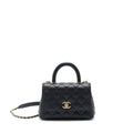 CHANEL MINI COCO HANDLE 20CM CAVIAR BLACK LGHW (MICROCHIP)