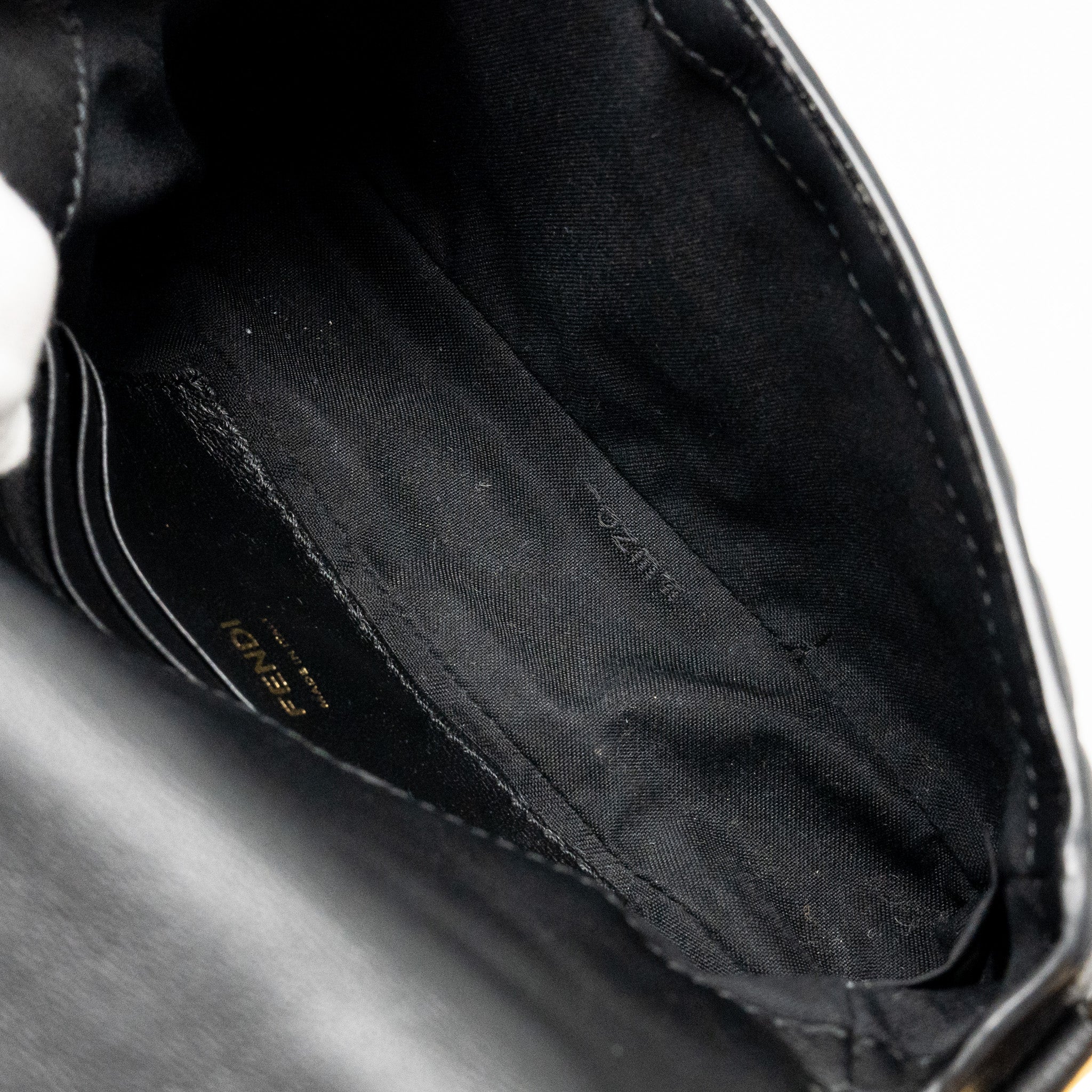 FENDI MINI BAGUETTE BAG FF MOTIF NAPPA LEATHER BLACK GHW