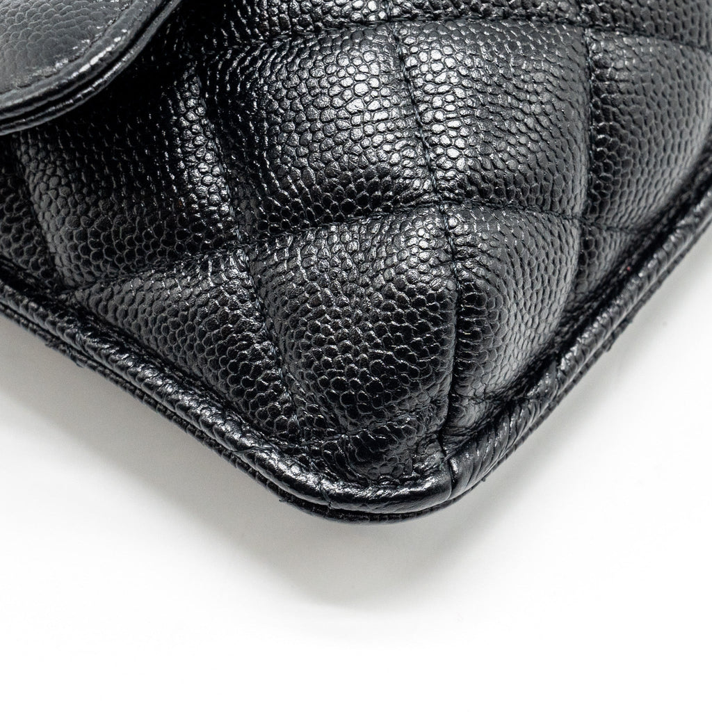 CHANEL CHAIN WALLET /FOLDABLE SHOPPING TOTE CAVIAR/JERSEY FABRIC BLACK/MULTICOLOUR LGHW