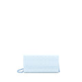DIOR FLAP WALLET WITH CHAIN PATENT LIGHT BLUE WITH BLUE HARDWARE