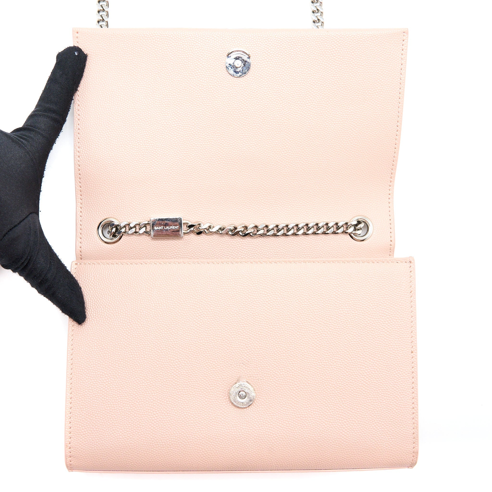 SAINT LAURENT KATE TASSEL GRAINED CALFSKIN PINK SHW