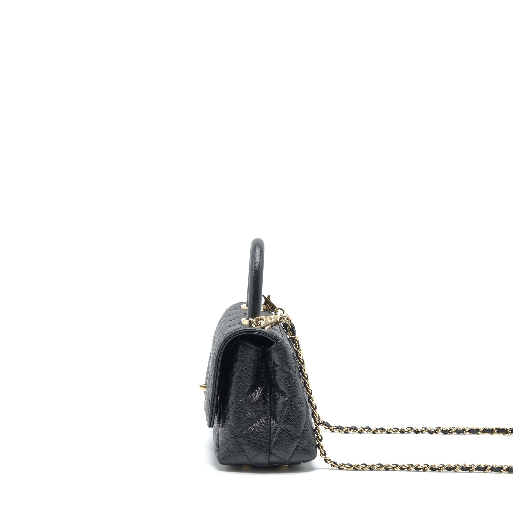 CHANEL MINI COCO HANDLE 20CM CAVIAR BLACK LGHW (MICROCHIP)