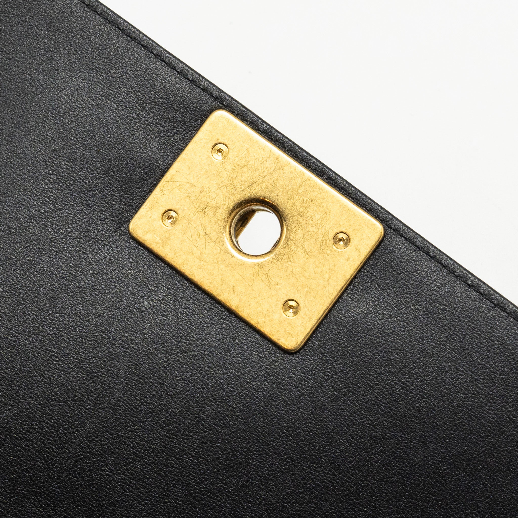 CHANEL SMALL BOY BAG CALFSKIN BLACK GHW (MICROCHIP)