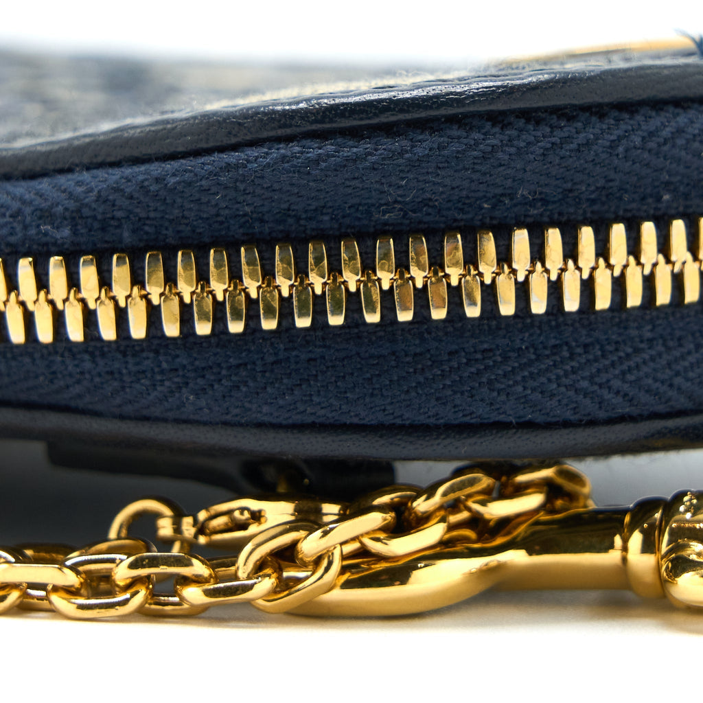 DIOR MONTAIGNE PHONE HOLDER OBLIQUE JACQUARD CANVAS BLUE GHW