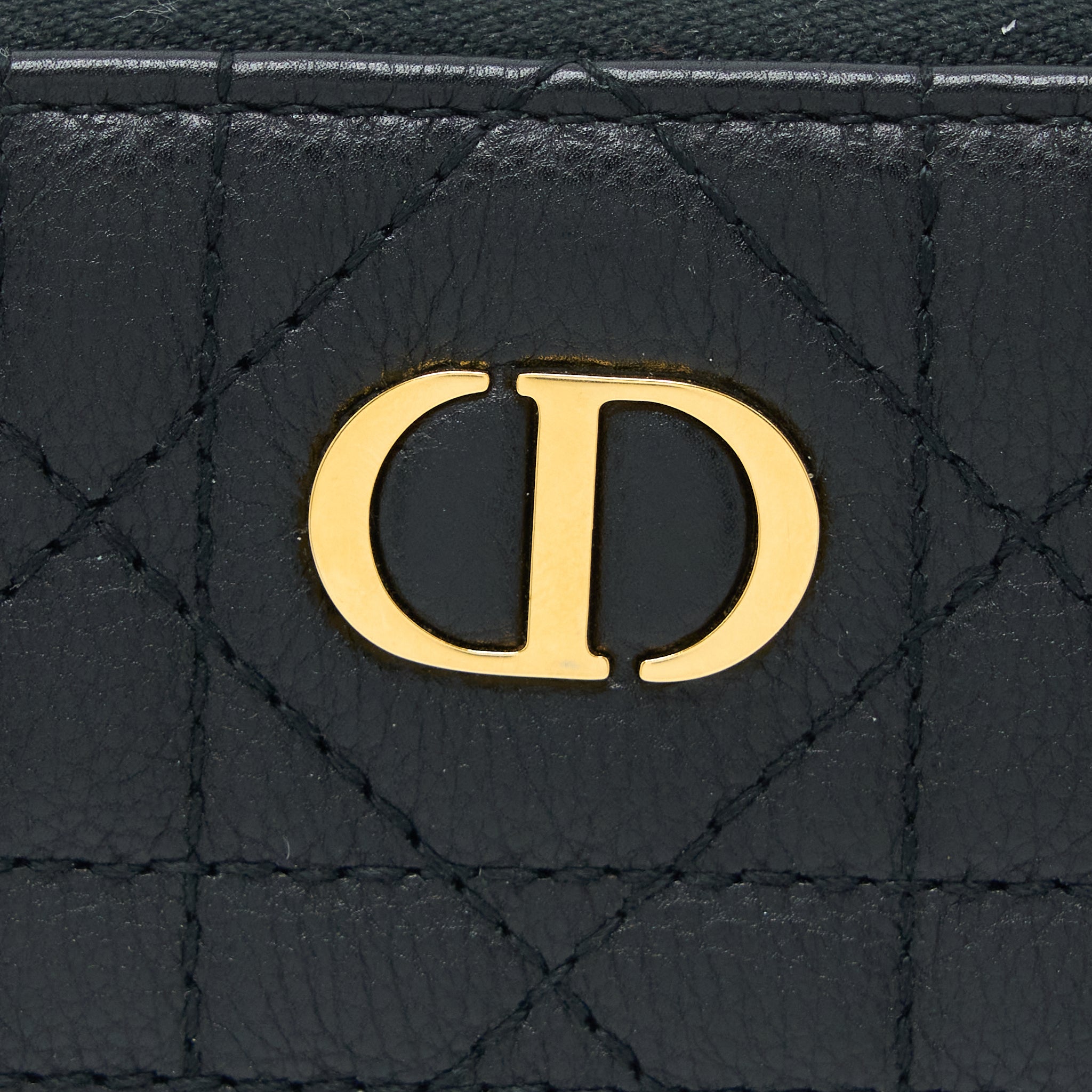 DIOR CARO DETACHABLE CARD HOLDER CANNAGE SUPPLE CALFSKIN BLACK GHW