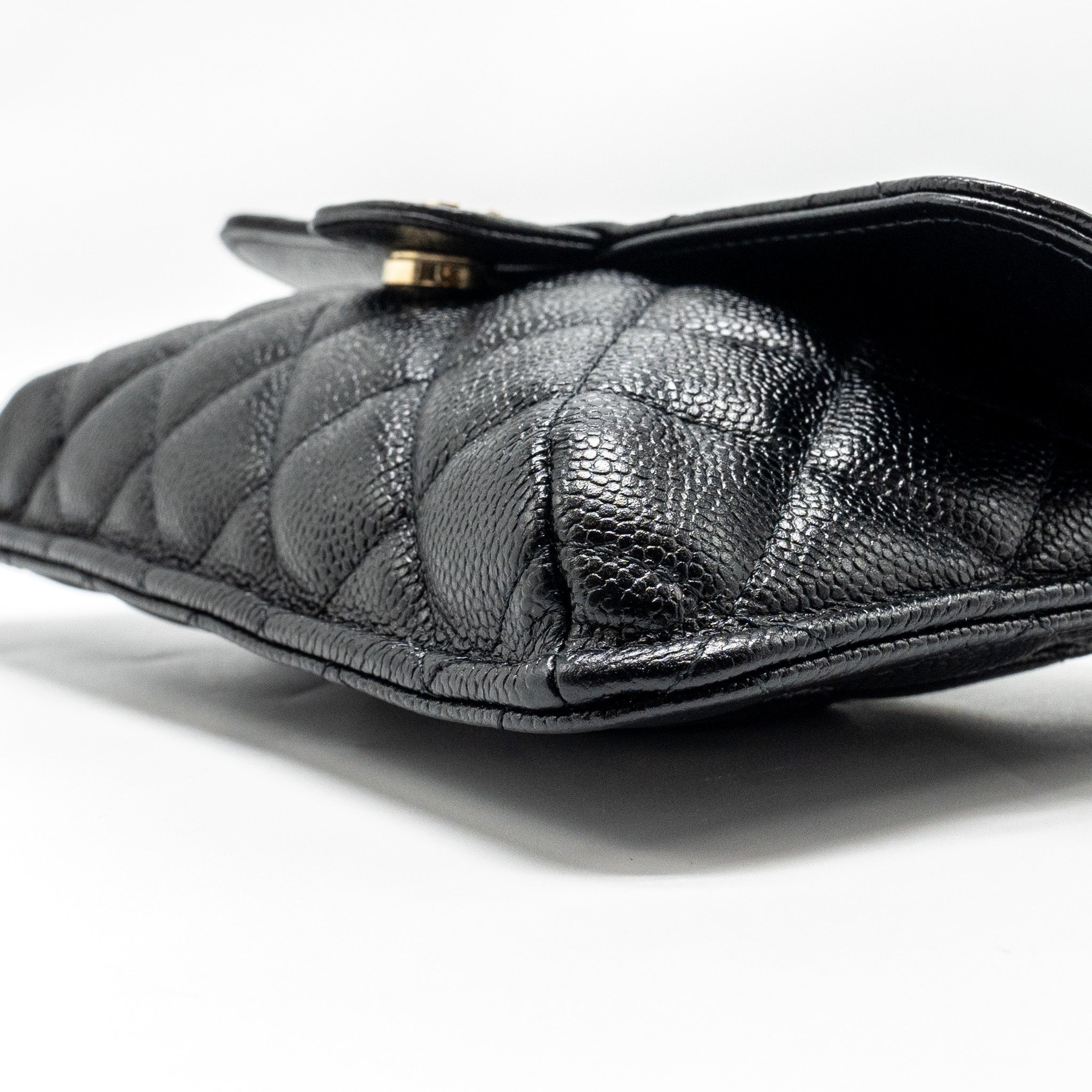 CHANEL CHAIN WALLET /FOLDABLE SHOPPING TOTE CAVIAR/JERSEY FABRIC BLACK/MULTICOLOUR LGHW