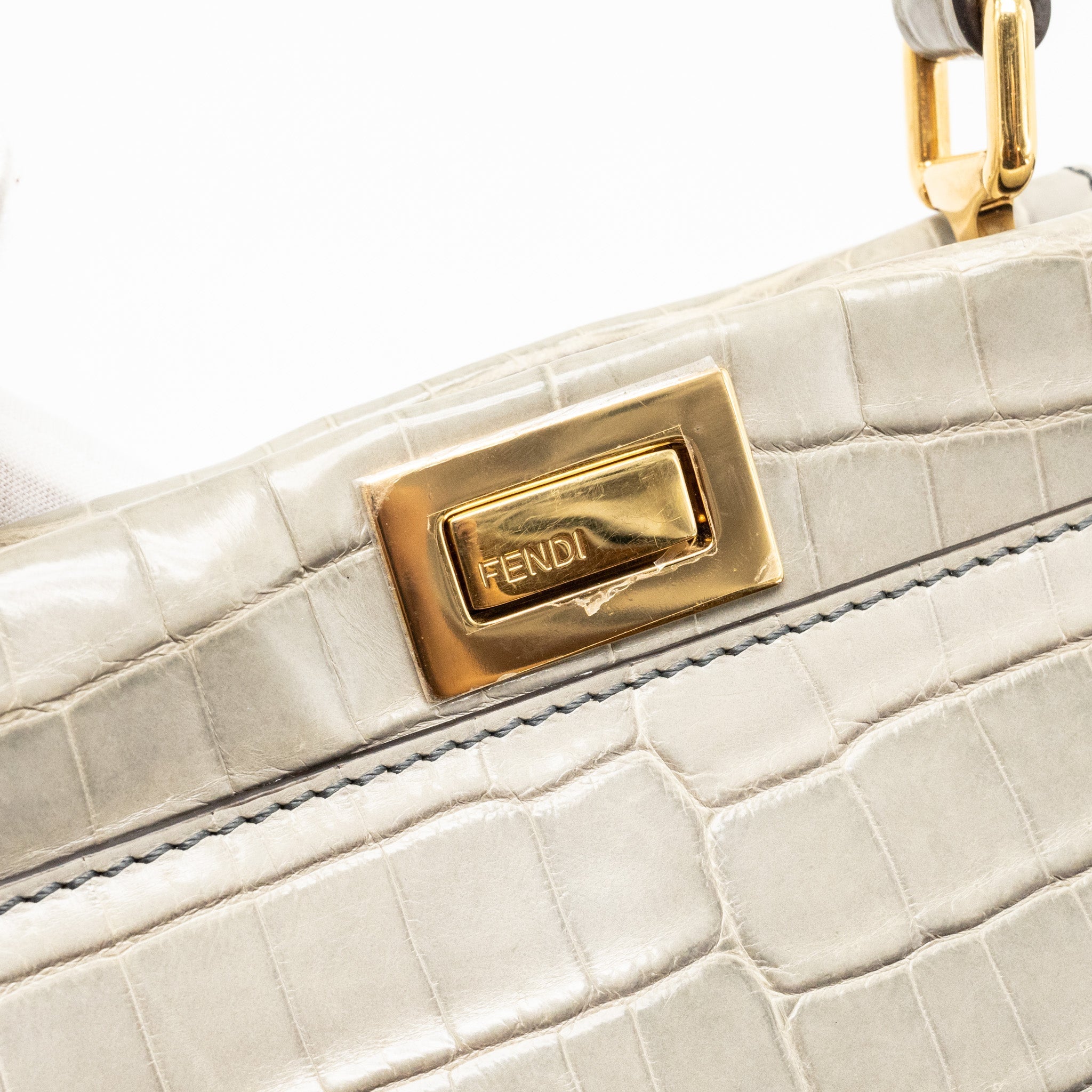 FENDI MINI PEEKABOO BAG CROCODILE GREY GHW