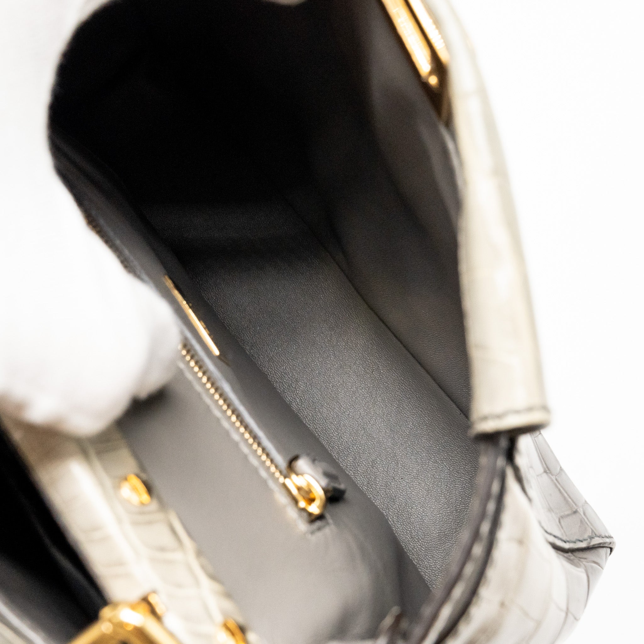 FENDI MINI PEEKABOO BAG CROCODILE GREY GHW