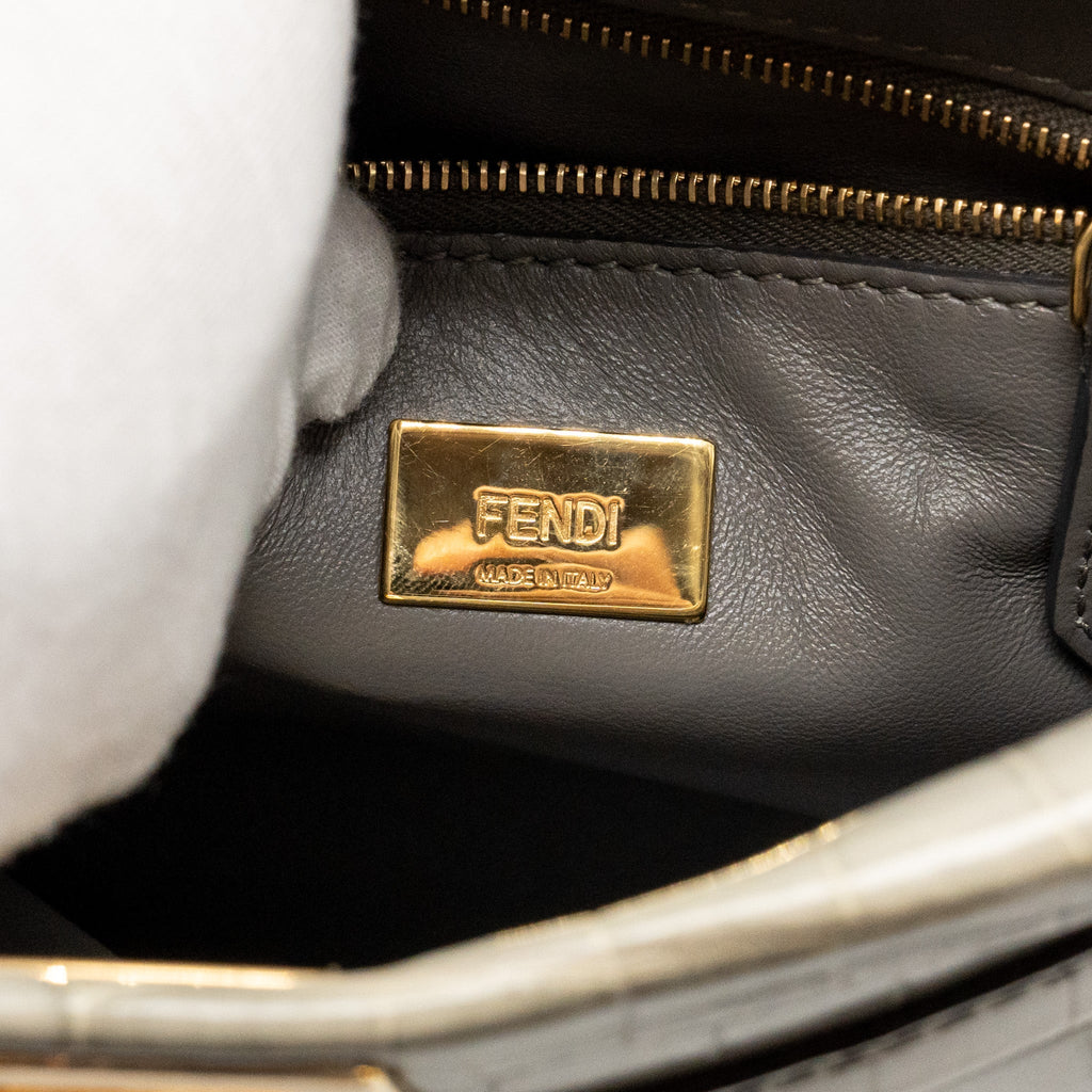 FENDI MINI PEEKABOO BAG CROCODILE GREY GHW