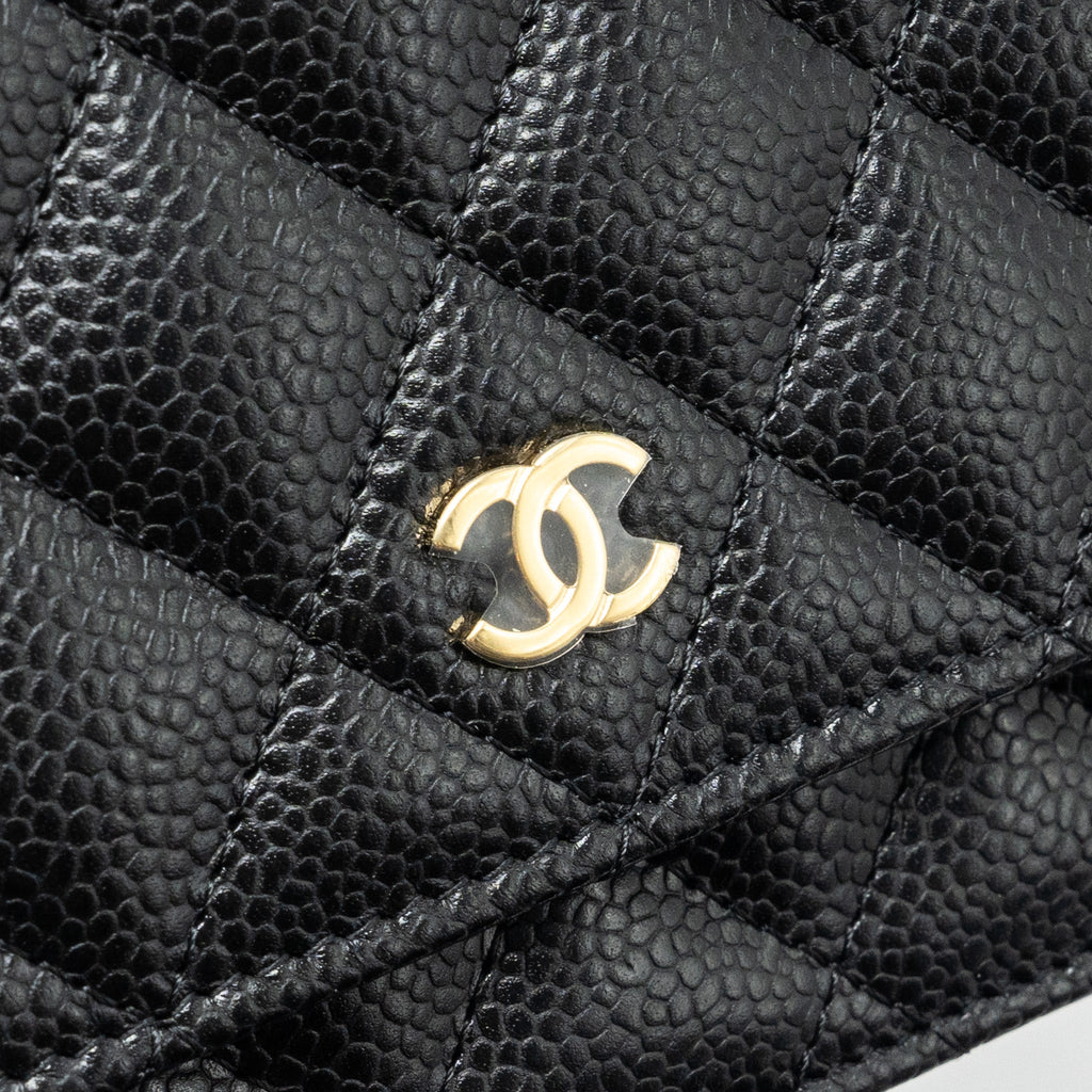 CHANEL CLASSIC WALLET ON CHAIN CAVIAR BLACK GHW (MICROCHIP)