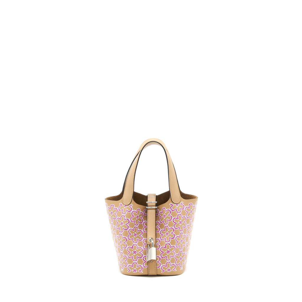 HERMES MICRO LUCKY DAISY PICOTIN 14 SWIFT CHAI/ROSE/BLANC SHW