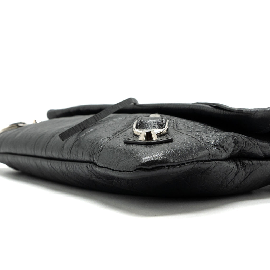 BALENCIAGA CITY FOLD CLUTCH/ SHOULDER BAG DARK GREY SHW