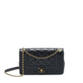 CHANEL CC LOGO FLAP BAG LAMBSKIN BLACK GHW