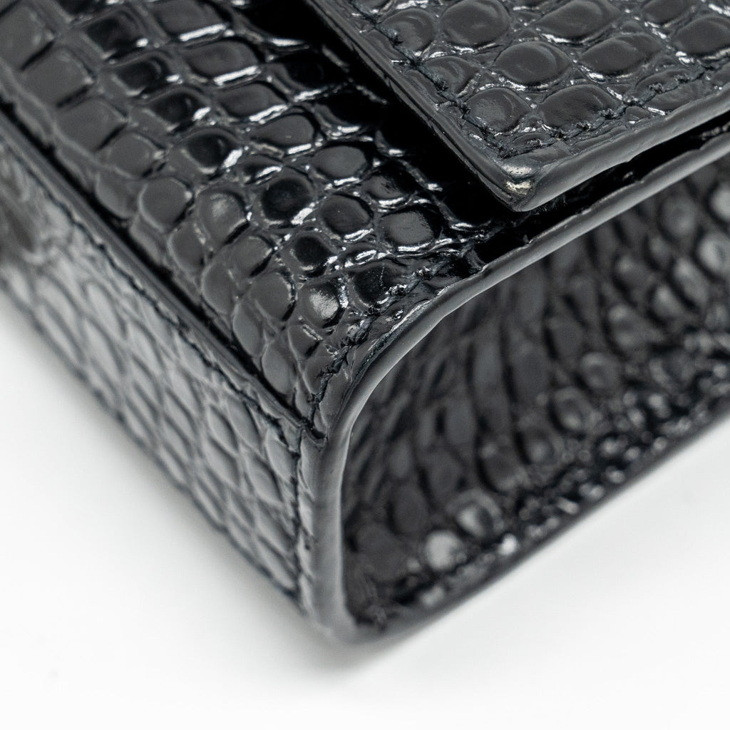 SAINT LAURENT /YSL KATE SMALL CHAIN WALLET WITH TASSEL IN CROCODILE-EMBOSSED BLACK SHW