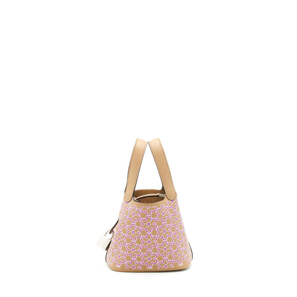 HERMES MICRO LUCKY DAISY PICOTIN 14 SWIFT CHAI/ROSE/BLANC SHW