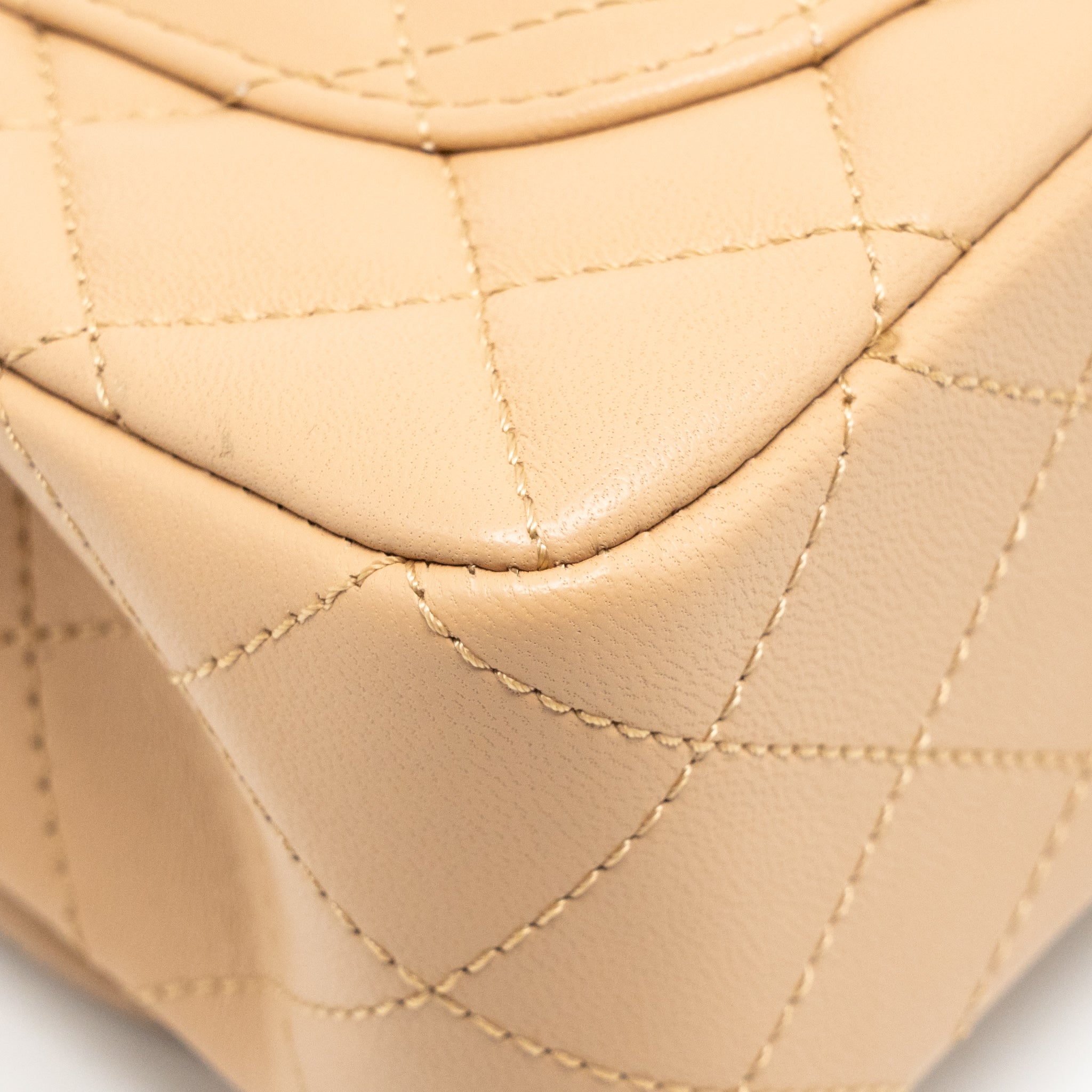 CHANEL PEARL CRUSH MINI RECTANGULAR FLAP BAG LAMBSKIN BEIGE GHW (MICROCHIP)