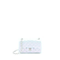 CHANEL 21K MINI RECTANGULAR FLAP BAG CALFSKIN IRIDESCENT LIGHT BLUE SHW (MICROCHIP)