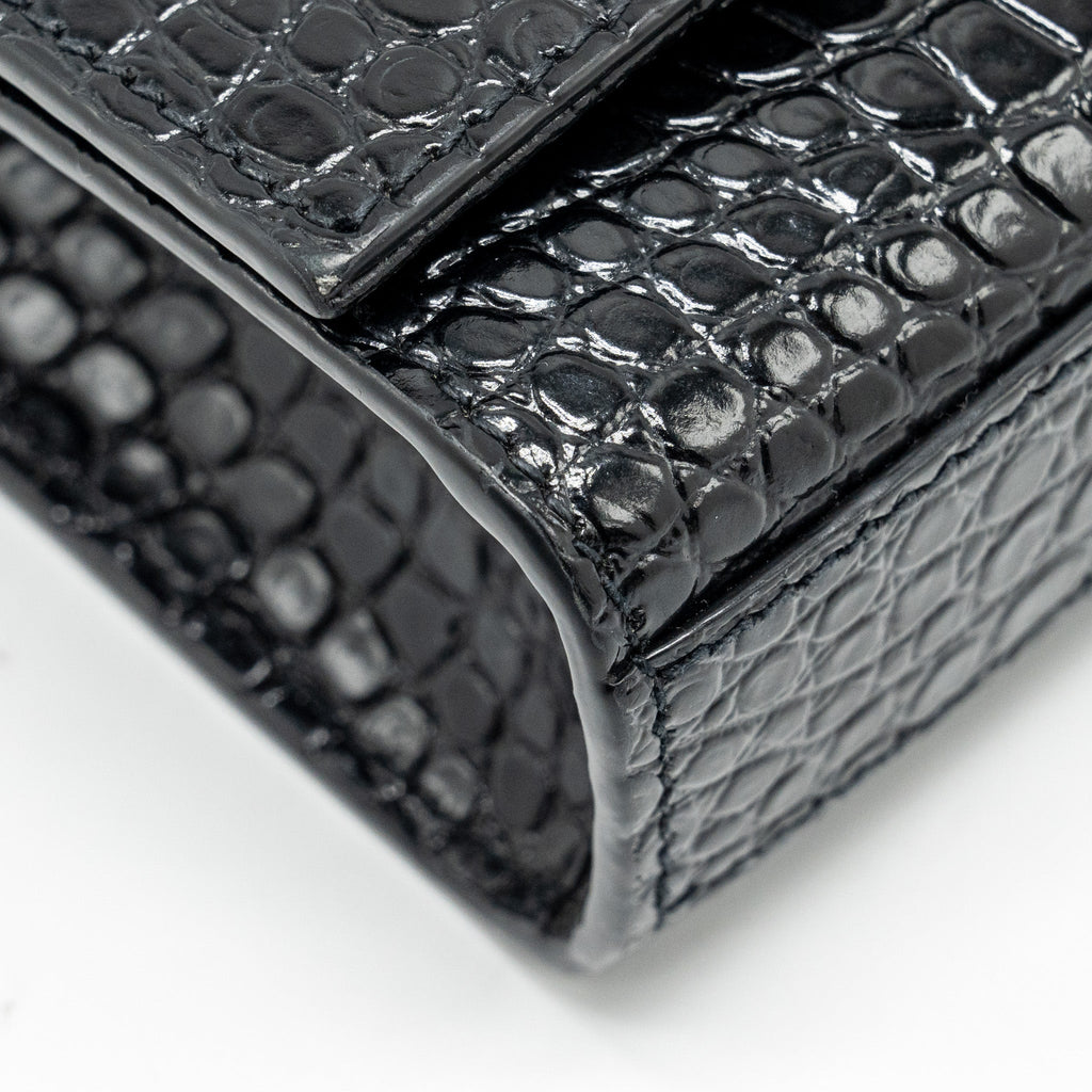 SAINT LAURENT /YSL KATE SMALL CHAIN WALLET WITH TASSEL IN CROCODILE-EMBOSSED BLACK SHW