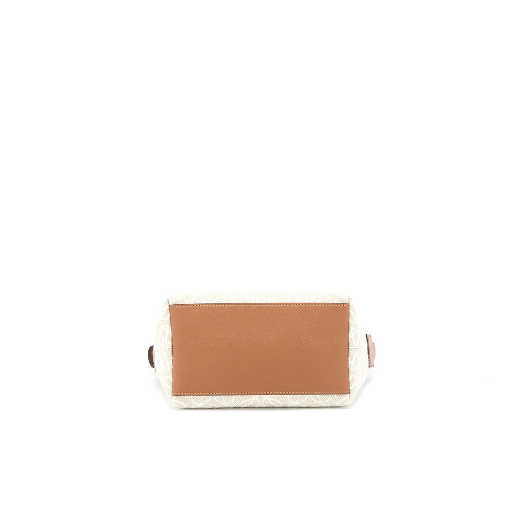 LOEWE SMALL CUBI BAG IN ANAGRAM JACQUARD/CALFSKIN ECRU/TAN GHW
