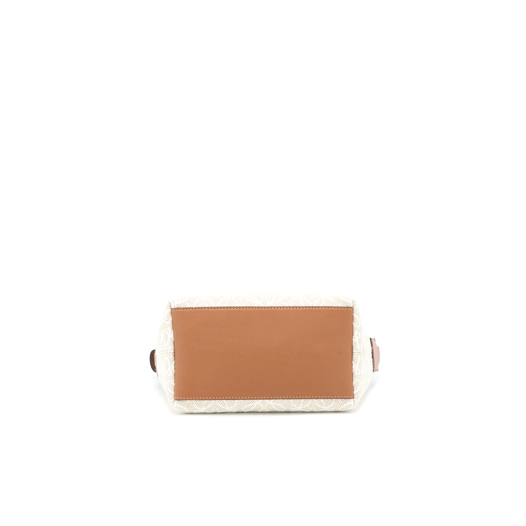 LOEWE SMALL CUBI BAG IN ANAGRAM JACQUARD/CALFSKIN ECRU/TAN GHW