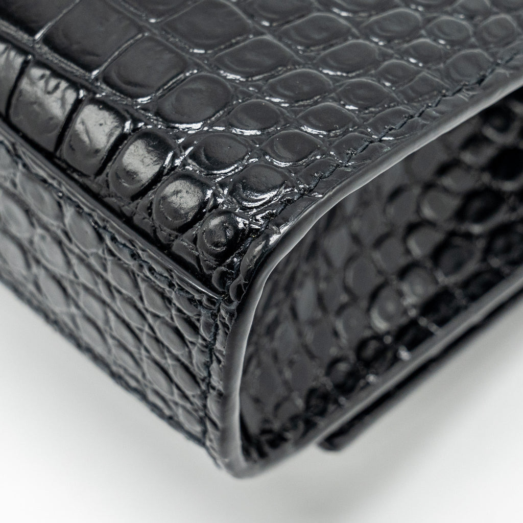 SAINT LAURENT /YSL KATE SMALL CHAIN WALLET WITH TASSEL IN CROCODILE-EMBOSSED BLACK SHW