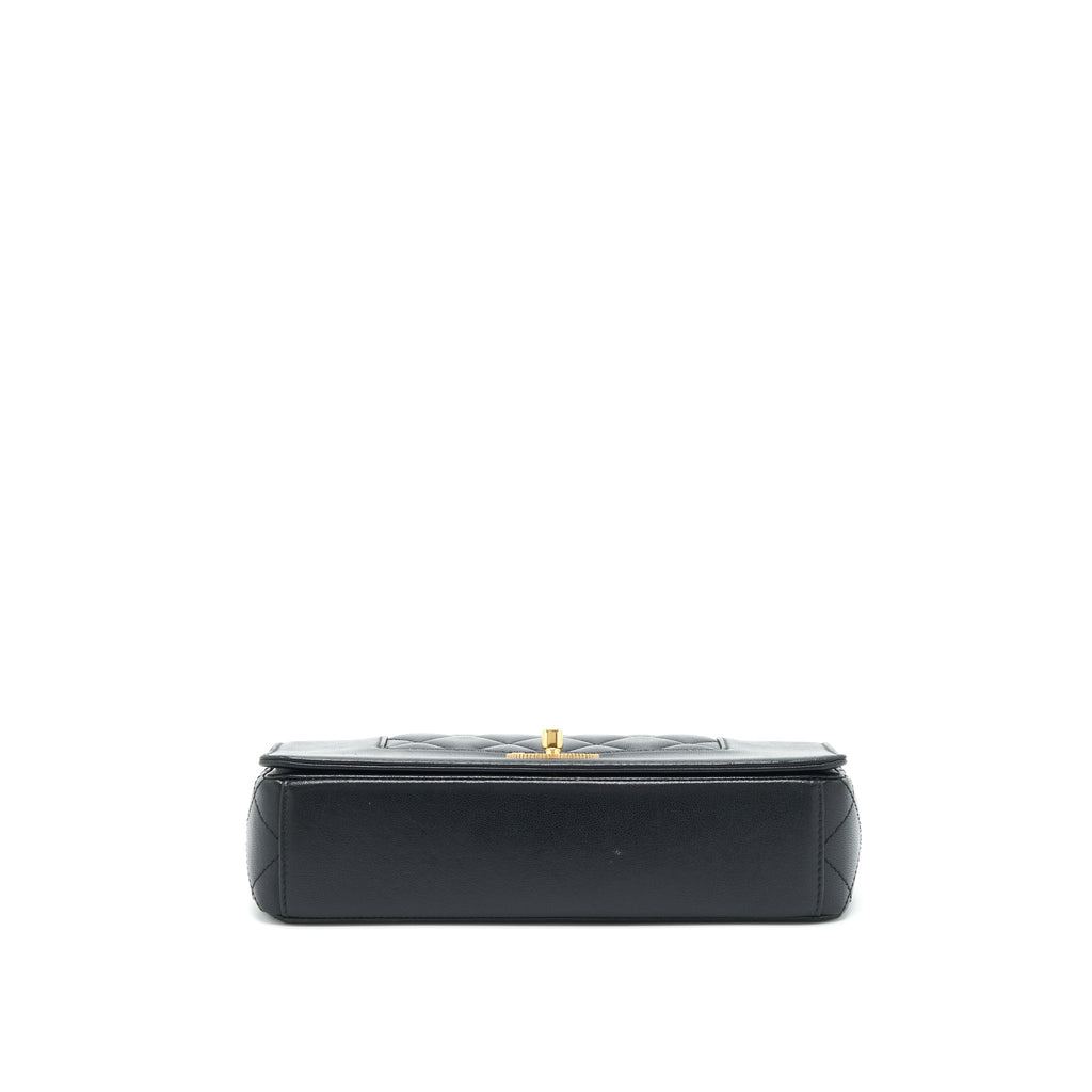 CHANEL CC LOGO FLAP BAG LAMBSKIN BLACK GHW