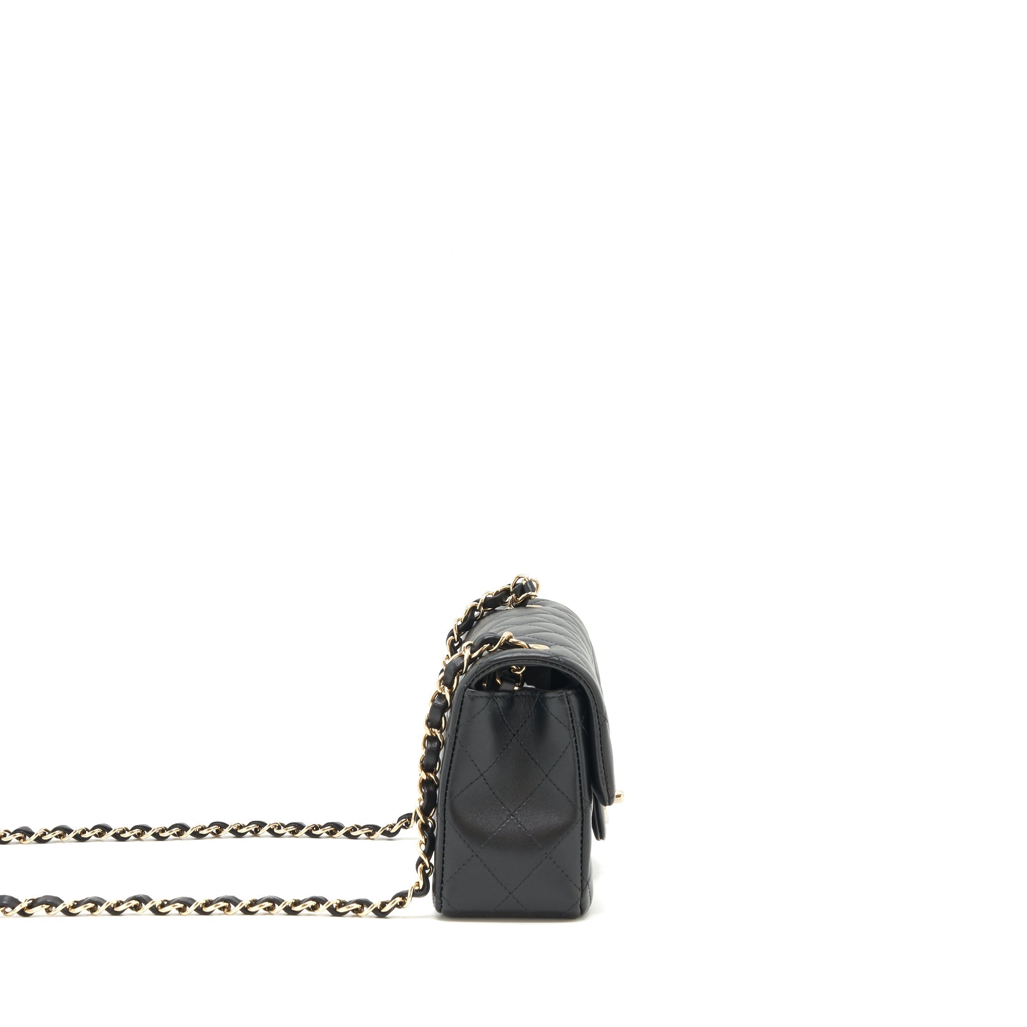 CHANEL MINI RECTANGULAR FLAP BAG LAMBSKIN BLACK LGHW (MICROCHIP)