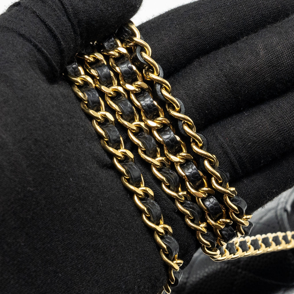 CHANEL CLASSIC WALLET ON CHAIN CAVIAR BLACK GHW (MICROCHIP)