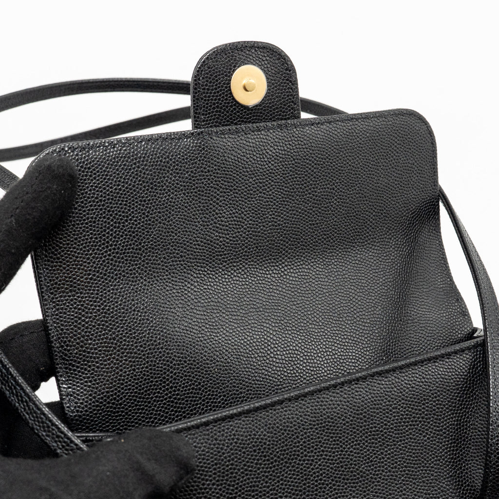 CHANEL 26P PREPPY COCO CLUTCH WITH LEATHER STRAP GRAINED SHINY CALFSKIN BLACK GHW (MICROCHIP)