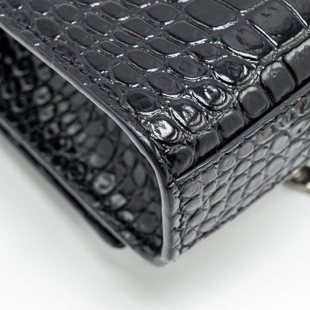 SAINT LAURENT /YSL KATE SMALL CHAIN WALLET WITH TASSEL IN CROCODILE-EMBOSSED BLACK SHW
